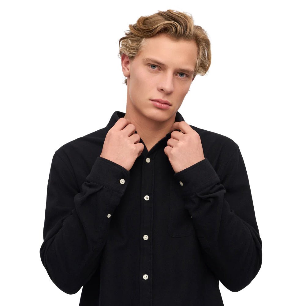 Colorful Standard Organic Flannel Shirt - Deep Black - Merchant Menswear