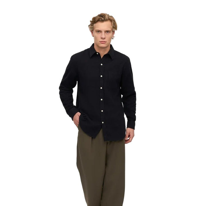 Colorful Standard Organic Flannel Shirt Deep Black - Merchant Menswear