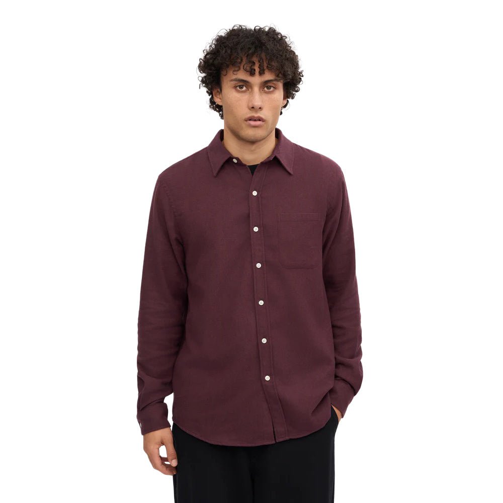 Colorful Standard Organic Flannel Shirt - Oxblood - Merchant Menswear