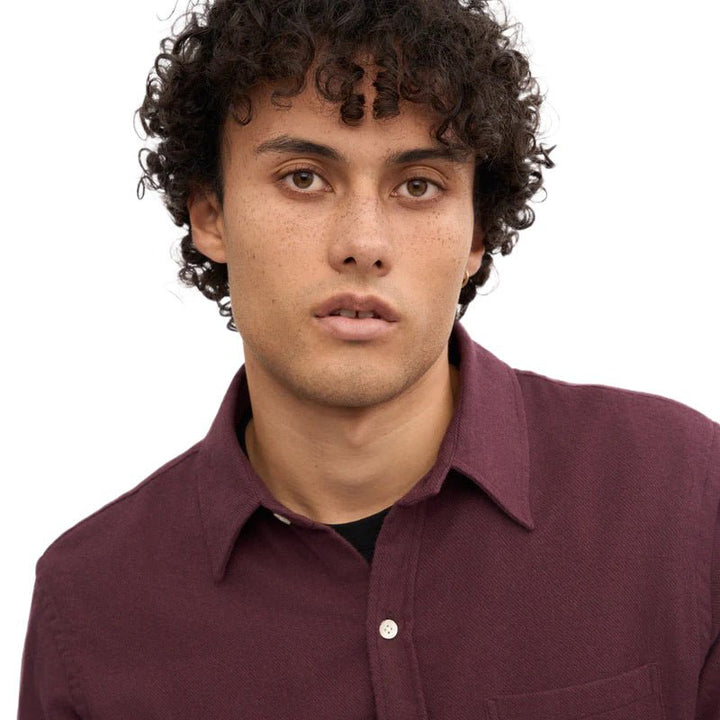 Colorful Standard Organic Flannel Shirt - Oxblood - Merchant Menswear