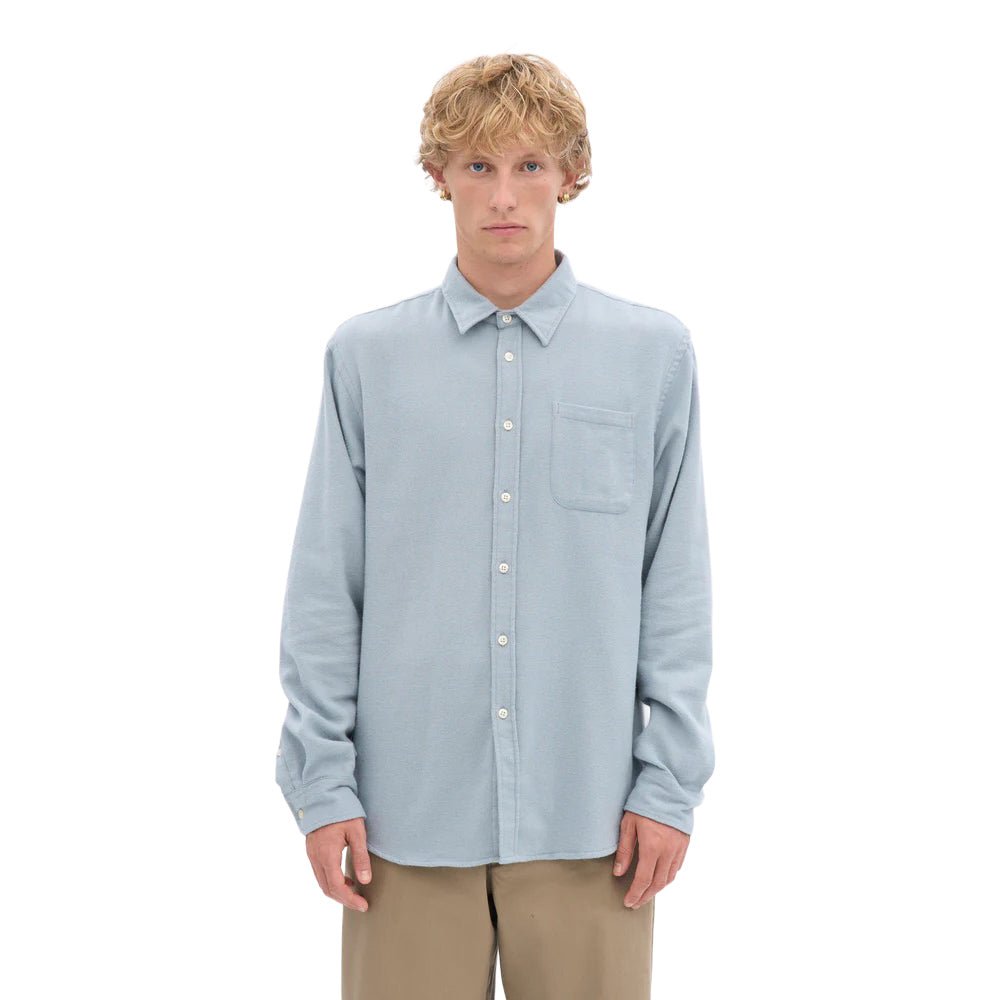 Colorful Standard Organic Flannel Shirt - Steel Blue - Merchant Menswear