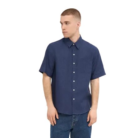 Colorful Standard Short Sleeve Linen Shirt Marine Blue - Merchant Menswear
