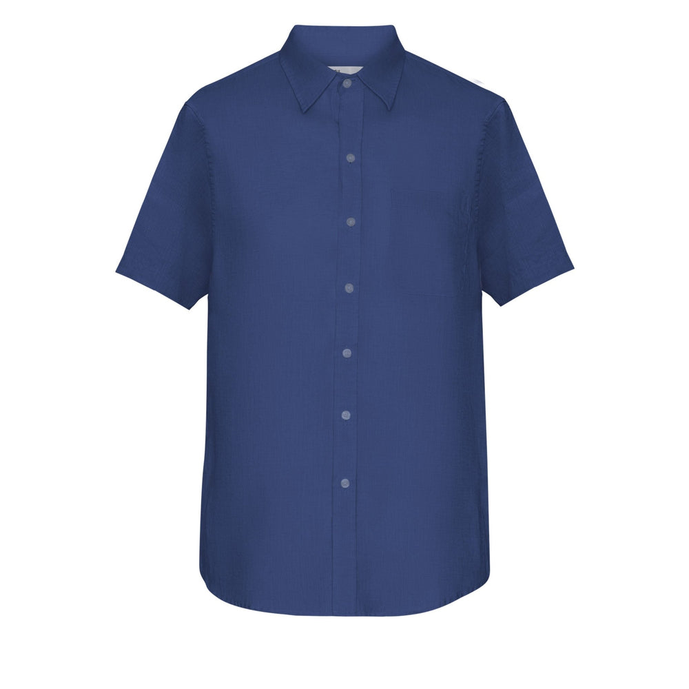 Colorful Standard Short Sleeve Linen Shirt Marine Blue - Merchant Menswear
