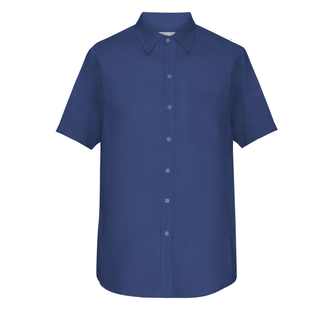 Colorful Standard Short Sleeve Linen Shirt Marine Blue - Merchant Menswear