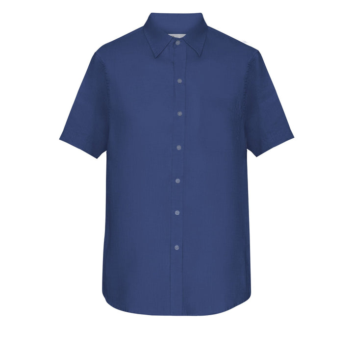 Colorful Standard Short Sleeve Linen Shirt Marine Blue - Merchant Menswear