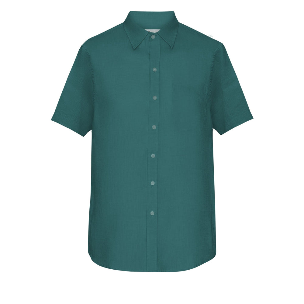 Colorful Standard Short Sleeve Linen Shirt Ocean Green - Merchant Menswear