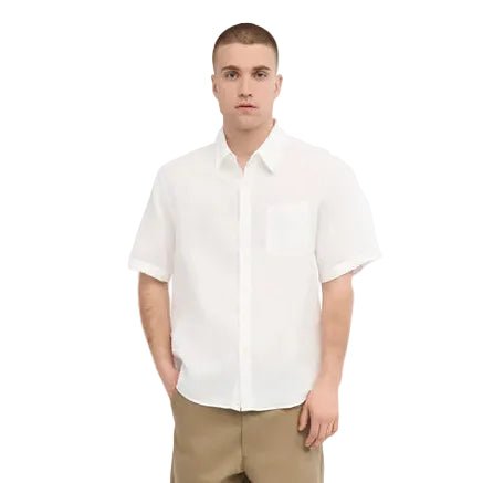 Colorful Standard Short Sleeve Linen Shirt Optical White - Merchant Menswear