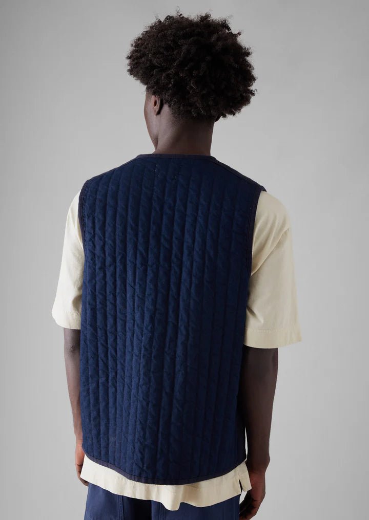 Cotton Padded Gilet Indigo. - Merchant Menswear