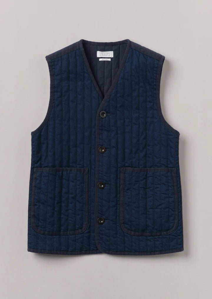 Cotton Padded Gilet Indigo. - Merchant Menswear