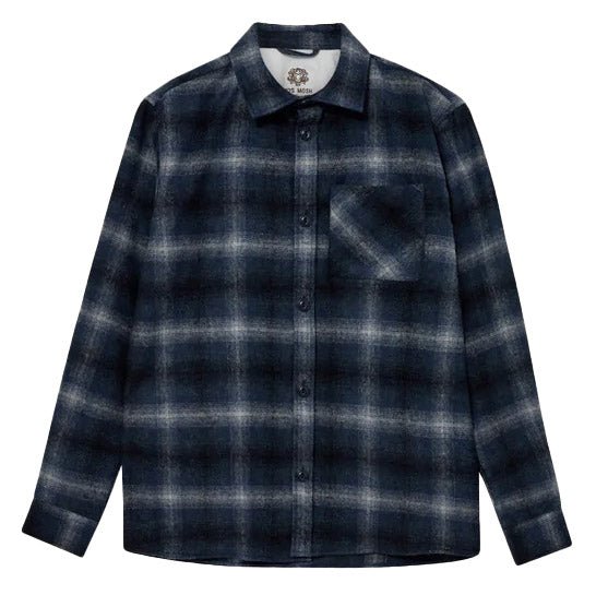 David Wool Check Shirt Navy Check - Merchant Menswear