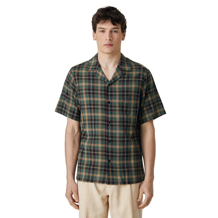 Flan Short Sleeve Shirt Green / Sand / Navy - Merchant Menswear
