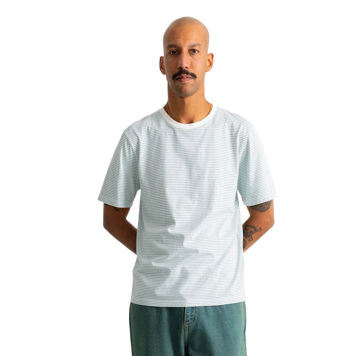 Folk 1X1 Stripe Tee Blue Oxide/Ecru - Merchant Menswear