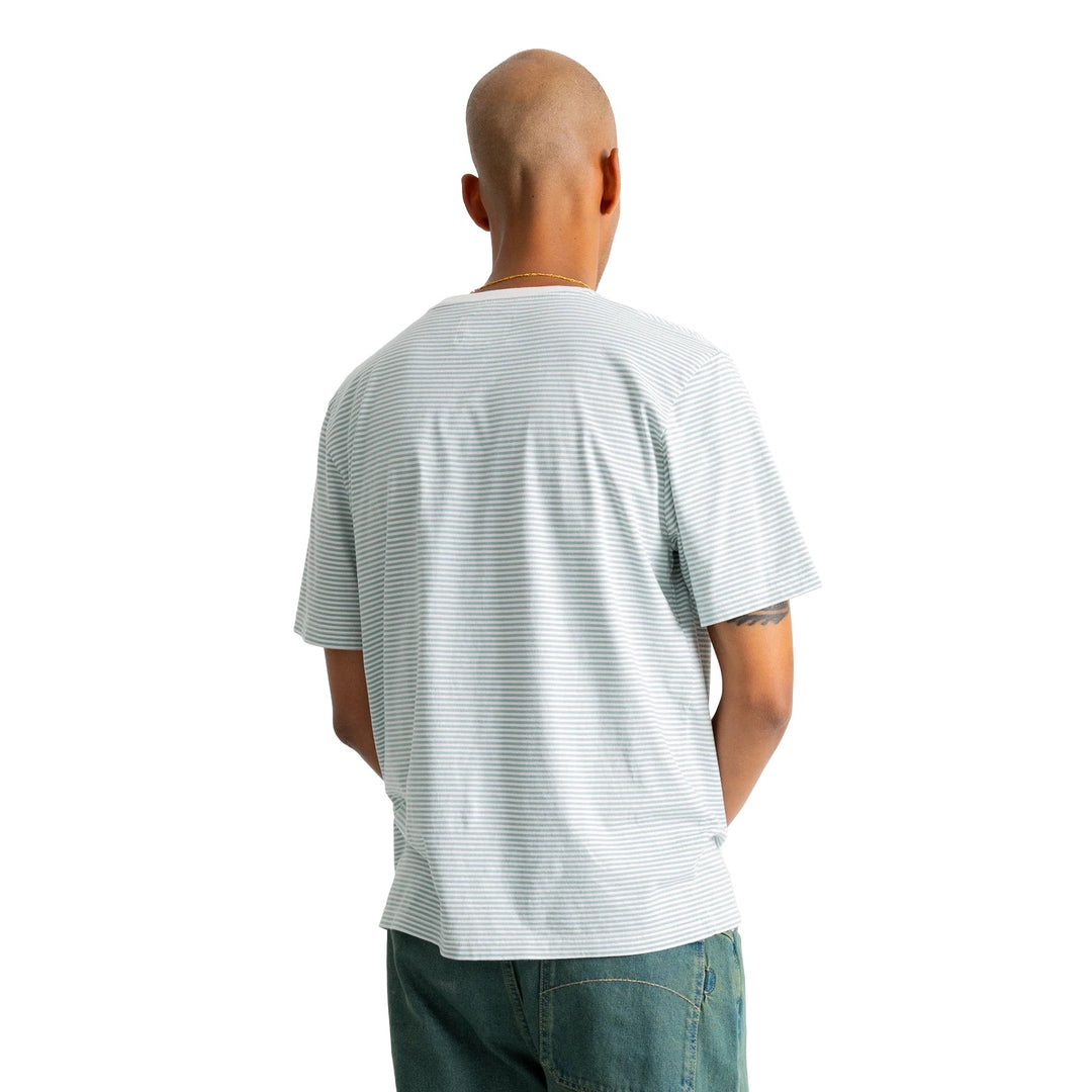 Folk 1X1 Stripe Tee Blue Oxide/Ecru - Merchant Menswear