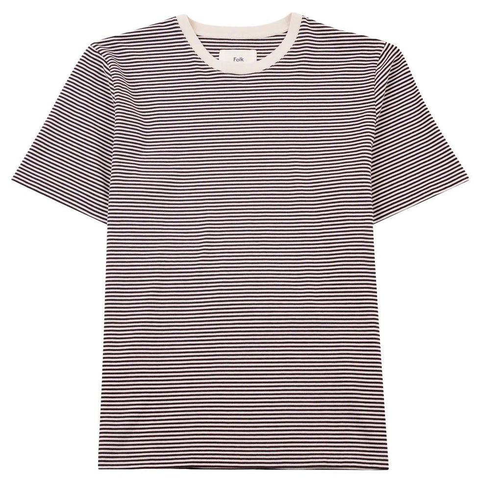 Folk 1X1 Stripe Tee Espresso/Stone - Merchant Menswear