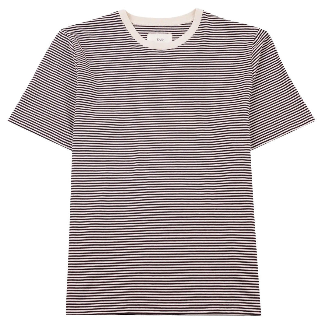 Folk 1X1 Stripe Tee Espresso/Stone - Merchant Menswear