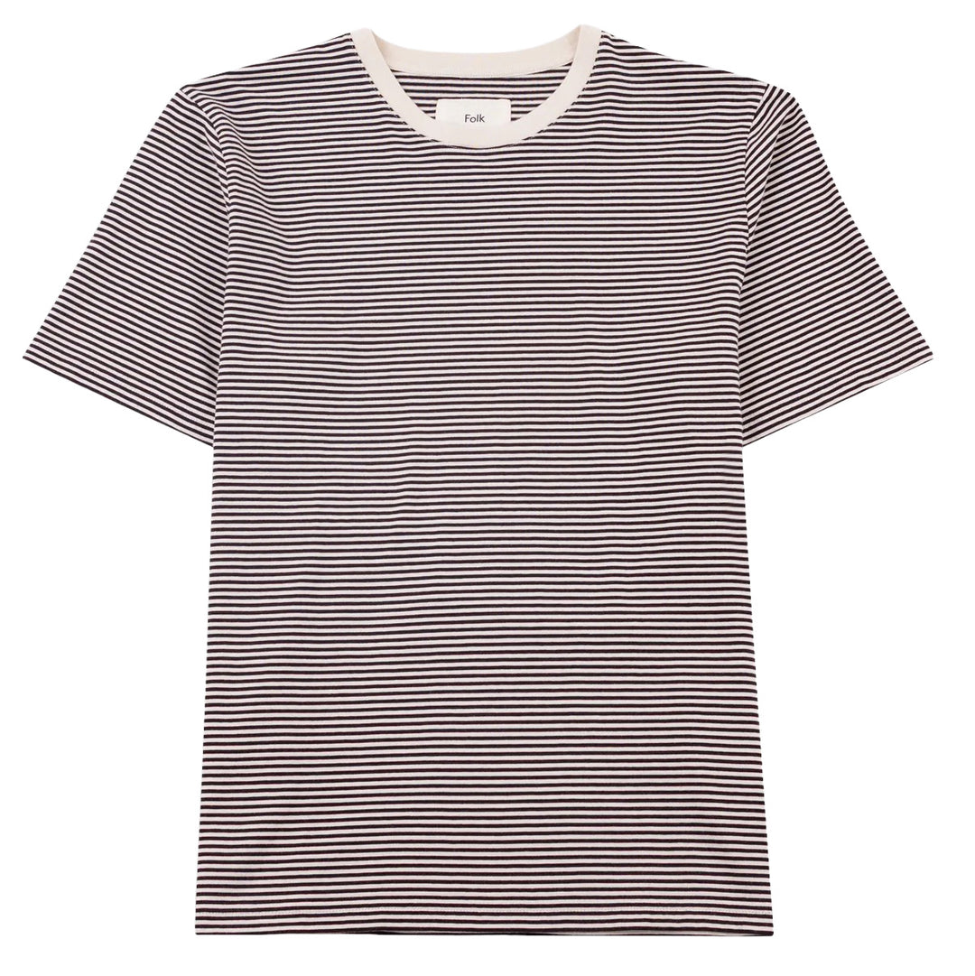 Folk 1X1 Stripe Tee Espresso/Stone