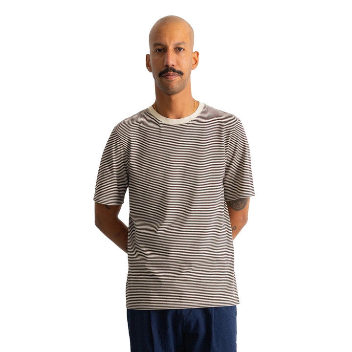 Folk 1X1 Stripe Tee Espresso/Stone