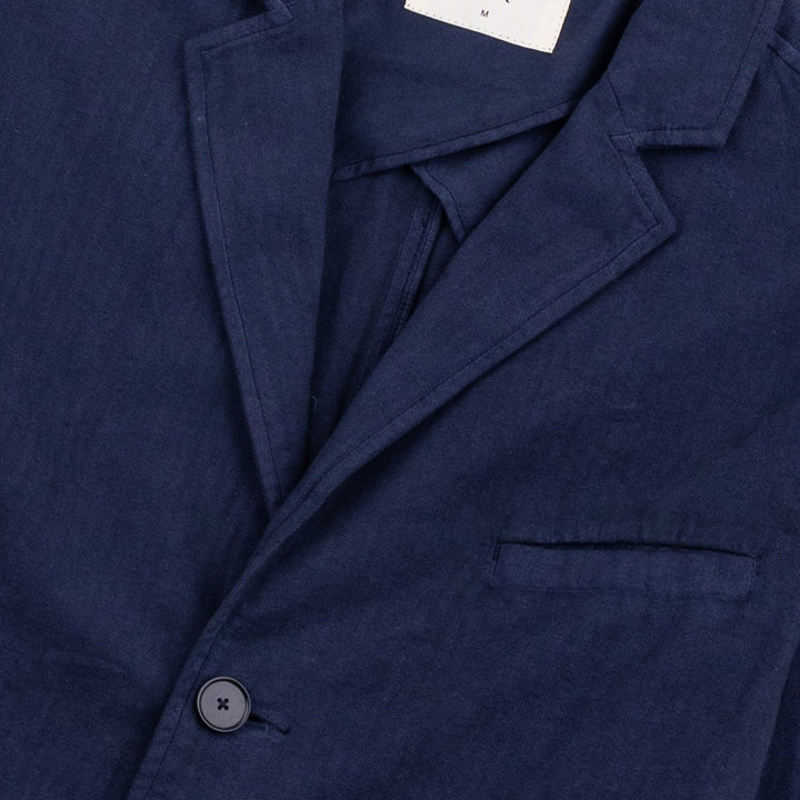 Folk Assembly Herringbone Blazer Navy - Merchant Menswear