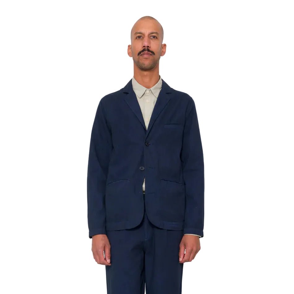 Folk Assembly Herringbone Blazer Navy - Merchant Menswear