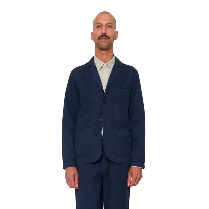Folk Assembly Herringbone Blazer Navy - Merchant Menswear