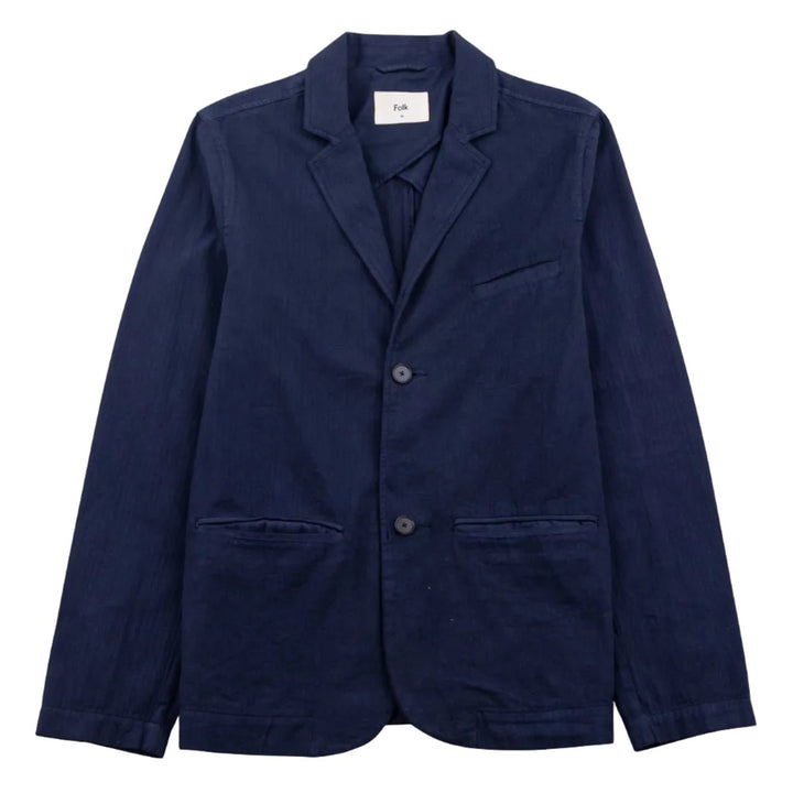 Folk Assembly Herringbone Blazer Navy - Merchant Menswear
