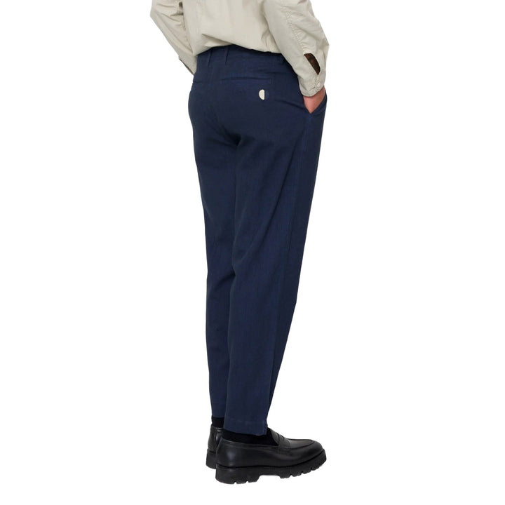 Folk Assembly Herringbone Suit Trouser Navy - Merchant Menswear