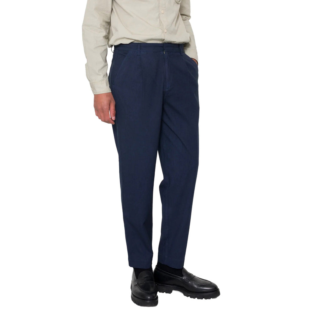 Folk Assembly Herringbone Suit Trouser Navy - Merchant Menswear