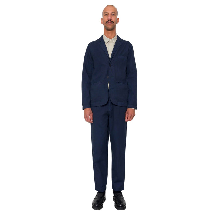 Folk Assembly Herringbone Suit Trouser Navy - Merchant Menswear