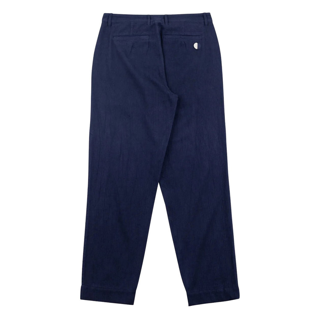 Folk Assembly Herringbone Suit Trouser Navy - Merchant Menswear