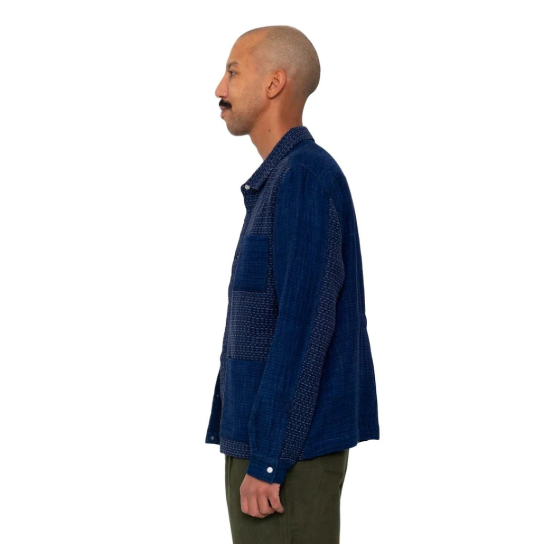 Folk Assembly Jacket Indigo Waffle Patchwork Indigo - Merchant Menswear