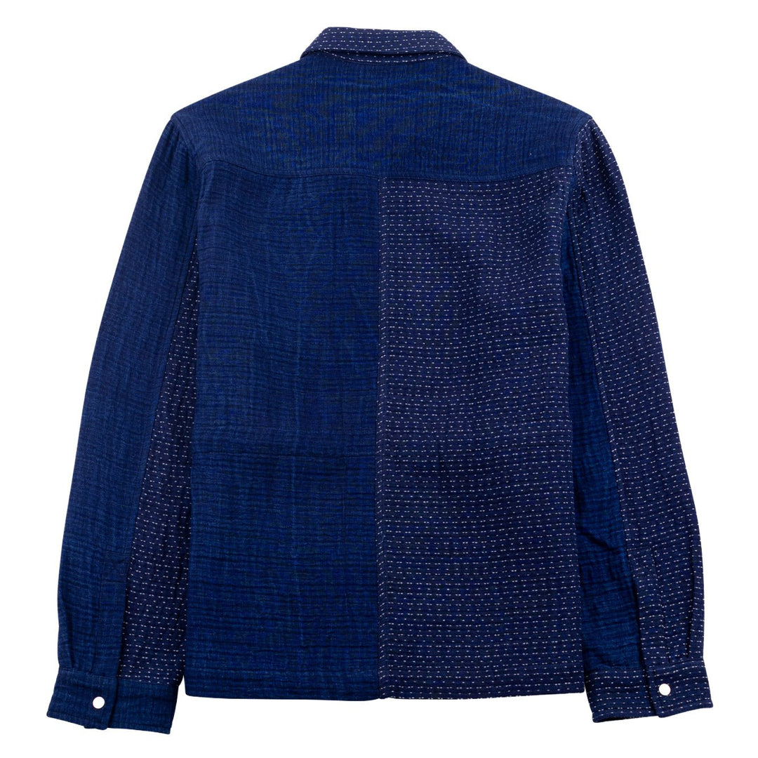 Folk Assembly Jacket Indigo Waffle Patchwork Indigo - Merchant Menswear