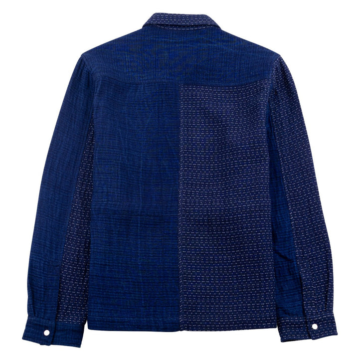 Folk Assembly Jacket Indigo Waffle Patchwork Indigo - Merchant Menswear