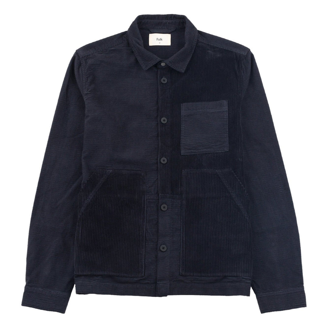 Folk Assembly Worker Jacket Cord Mix Soft Black - Merchant Menswear