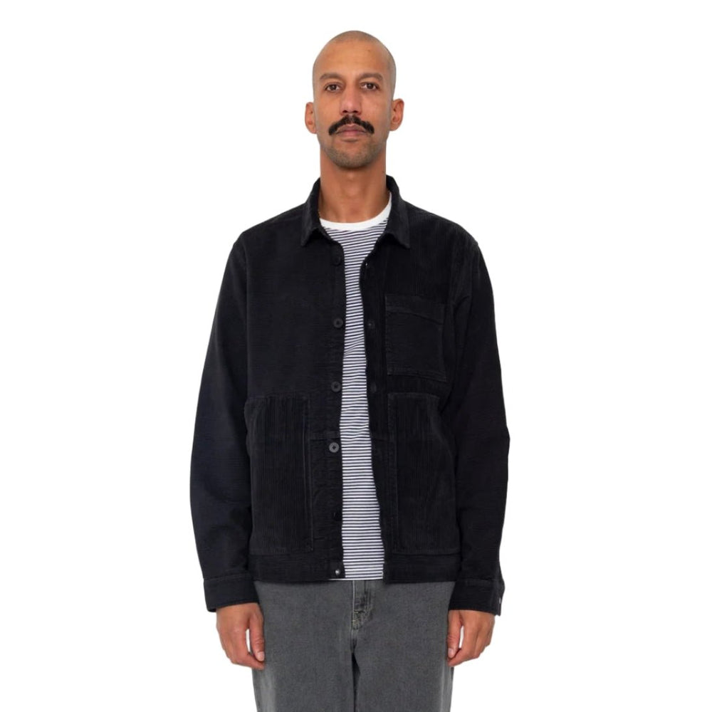 Folk Assembly Worker Jacket Cord Mix Soft Black - Merchant Menswear