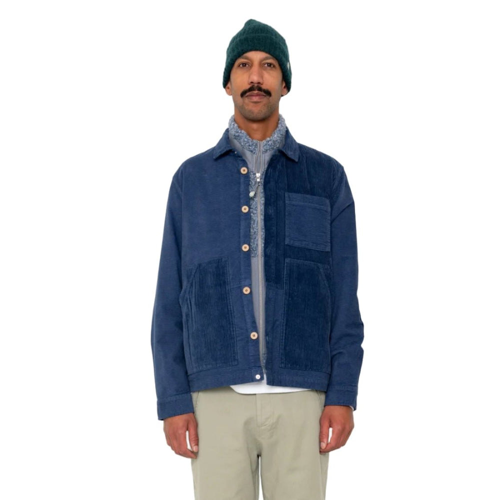 Folk Assembly Worker Jacket Cord Mix Soft Blue - Merchant Menswear