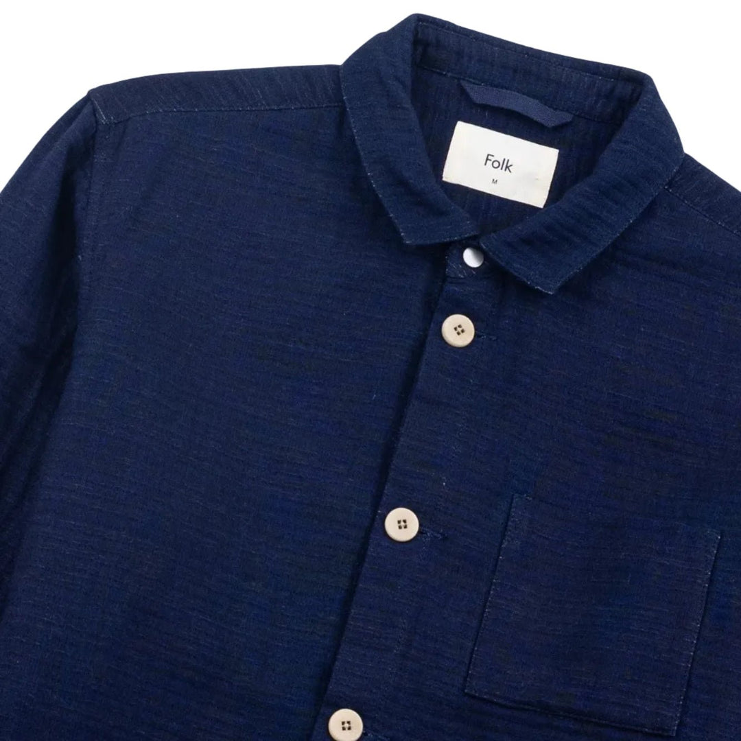 Folk Cotton Assembly Jacket Textured Indigo - Merchant Menswear
