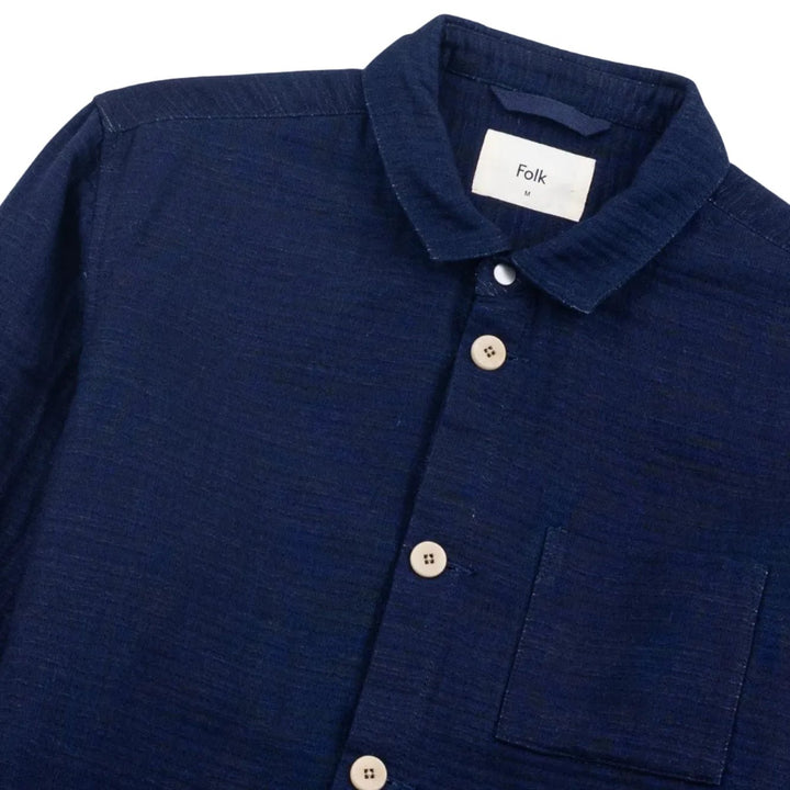 Folk Cotton Assembly Jacket Textured Indigo - Merchant Menswear