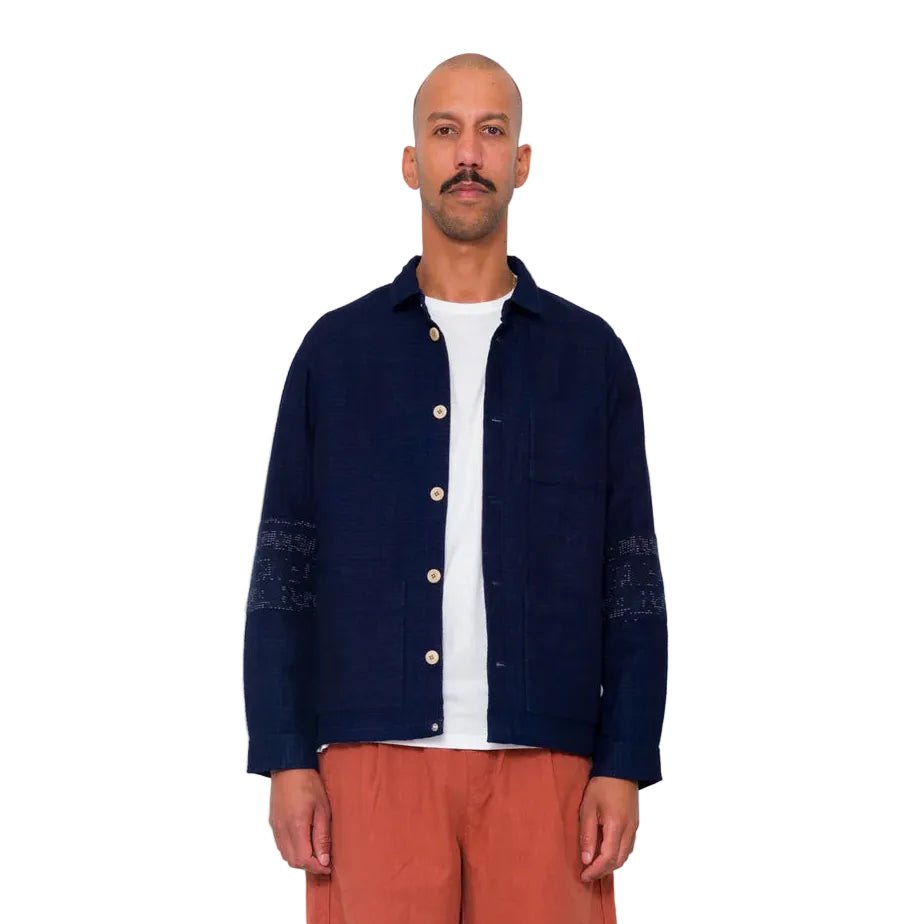 Folk Cotton Assembly Jacket Textured Indigo - Merchant Menswear