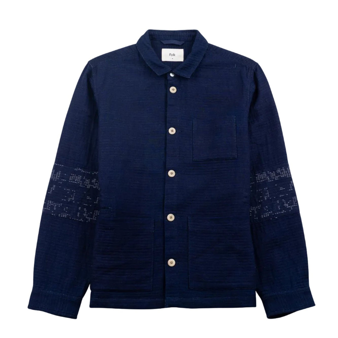 Folk Cotton Assembly Jacket Textured Indigo - Merchant Menswear