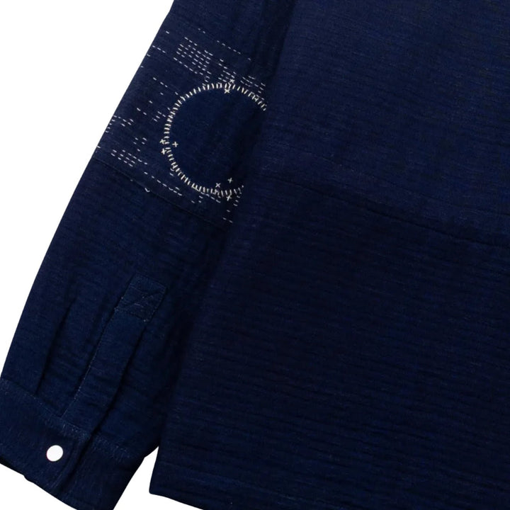 Folk Cotton Assembly Jacket Textured Indigo - Merchant Menswear