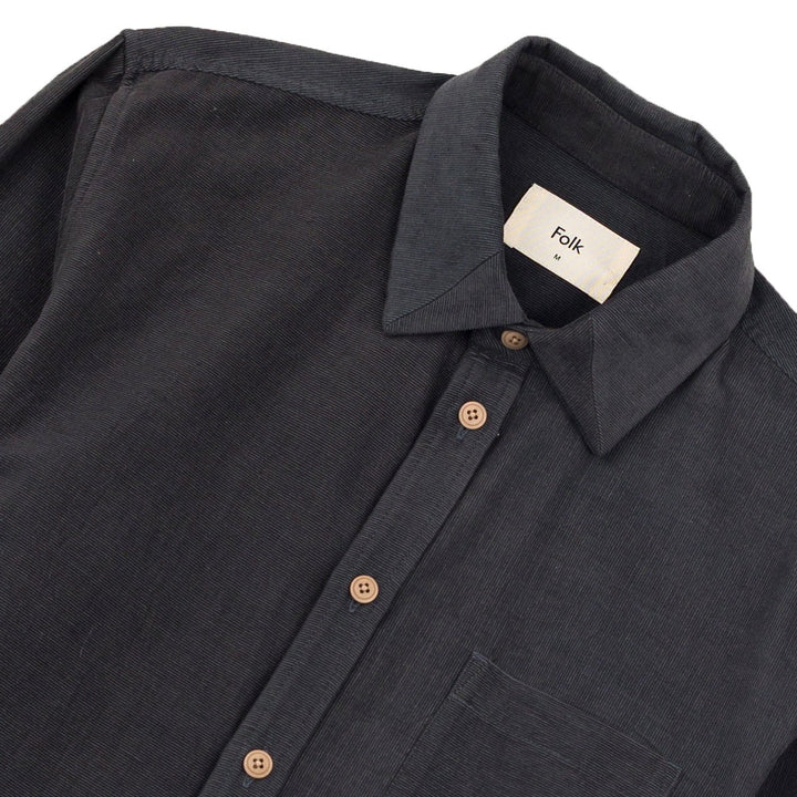 Folk Direction Babycord Shirt Charcoal - Merchant Menswear