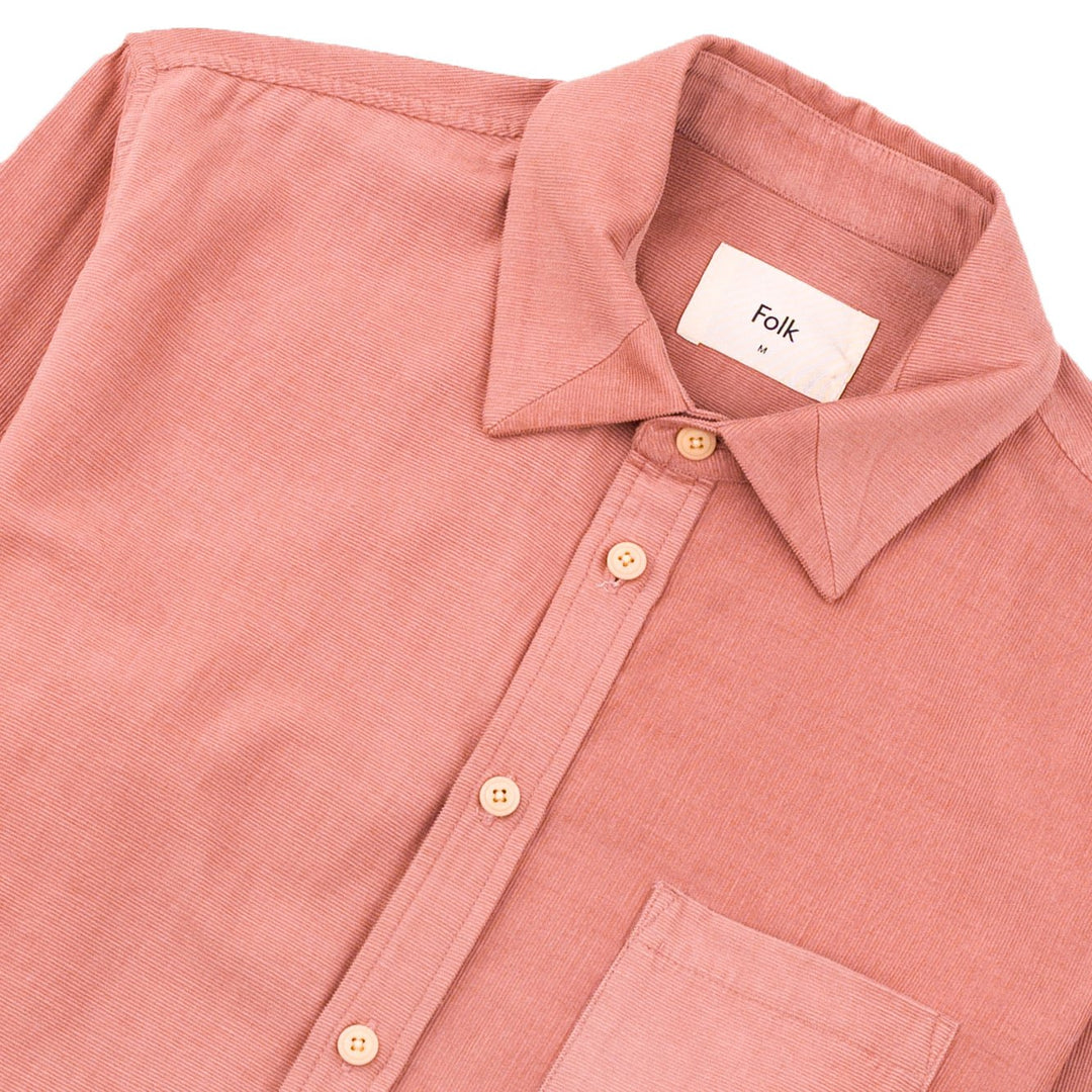 Folk Direction Babycord Shirt Dusty Pink - Merchant Menswear