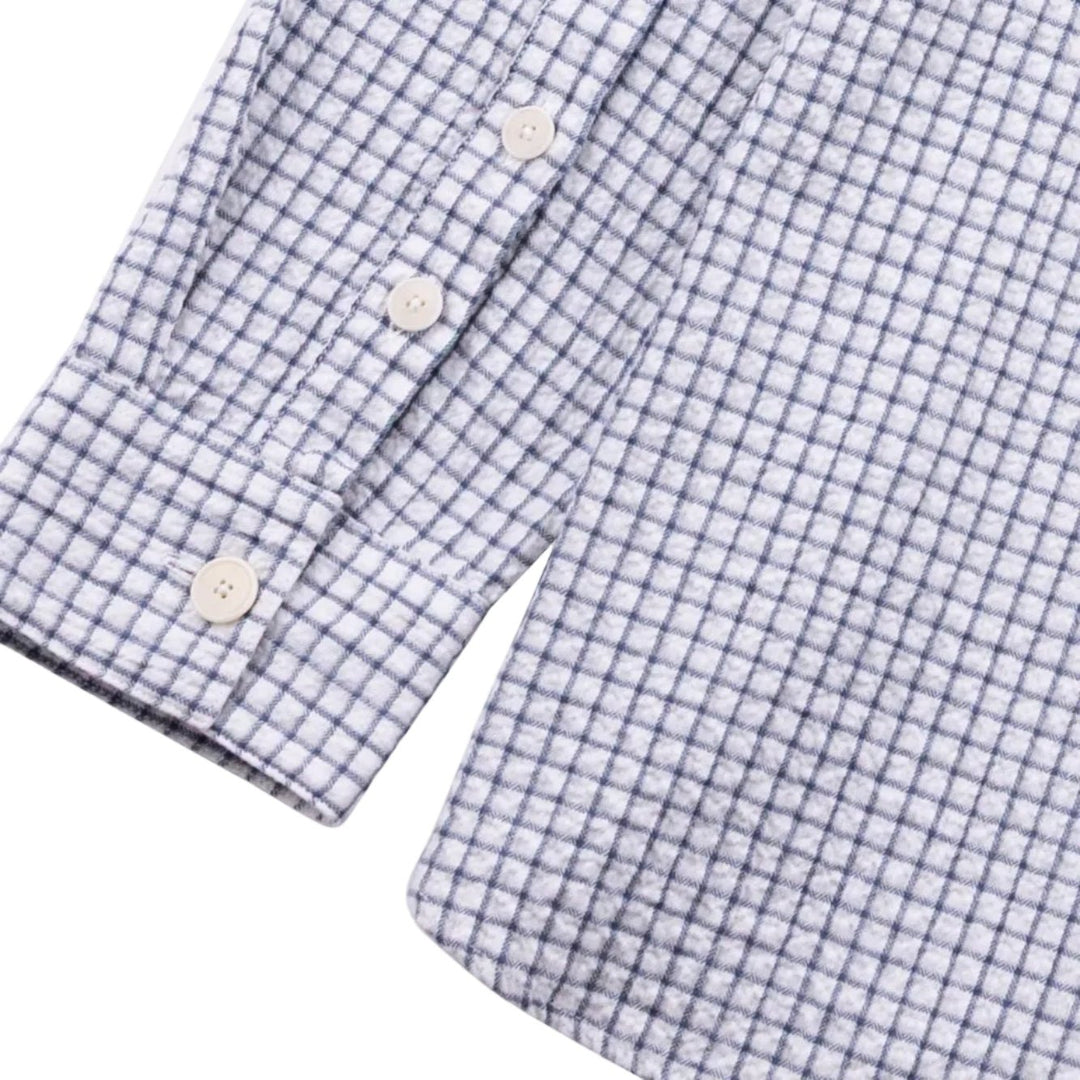 Folk Easy Fit Mini Check Shirt Soft Blue - Merchant Menswear