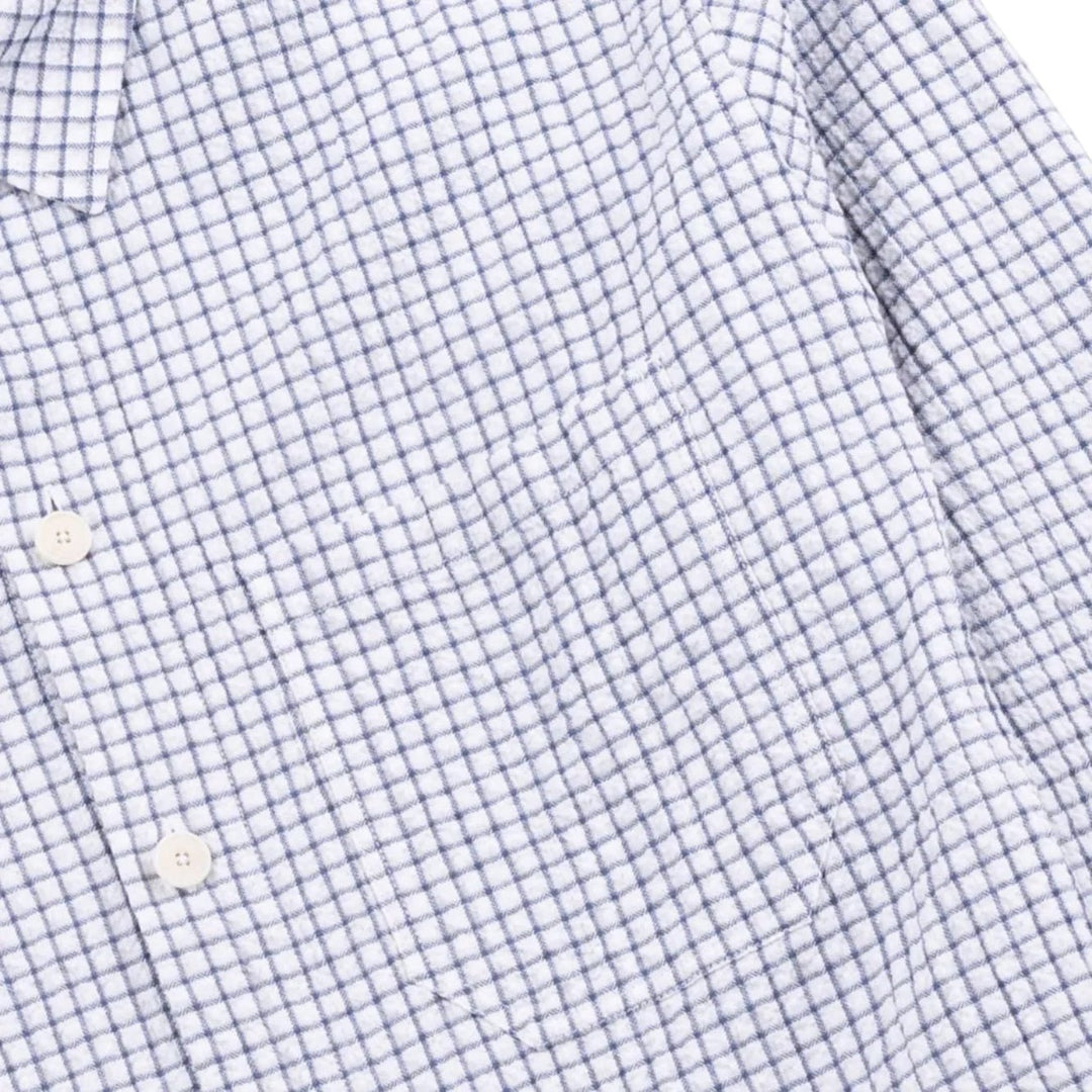 Folk Easy Fit Mini Check Shirt Soft Blue - Merchant Menswear
