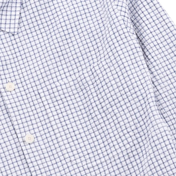 Folk Easy Fit Mini Check Shirt Soft Blue - Merchant Menswear