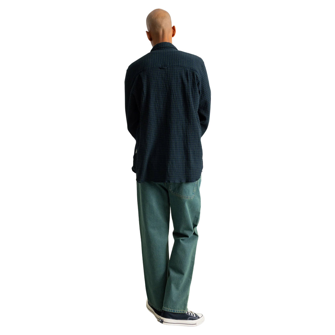 Folk Easy Fit Navy Crinkle Check Shirt