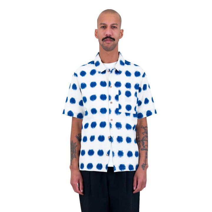 Folk Gabe Ikat Shirt Ecru - Merchant Menswear