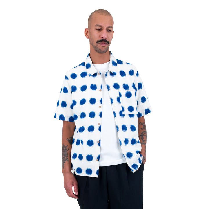 Folk Gabe Ikat Shirt Ecru - Merchant Menswear