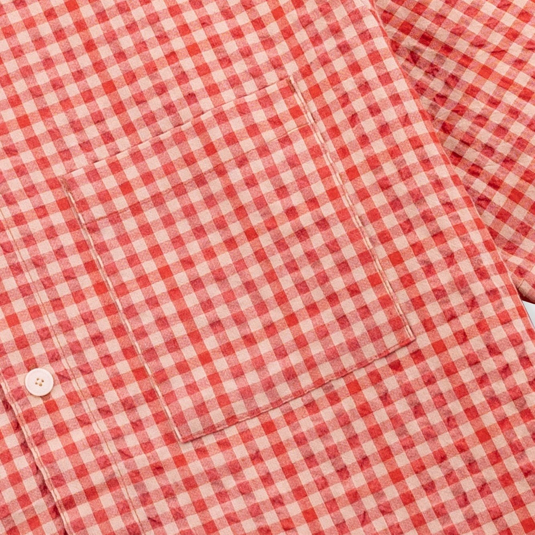 Folk Gabe Textured Check Shirt Red Oxide - Merchant Menswear
