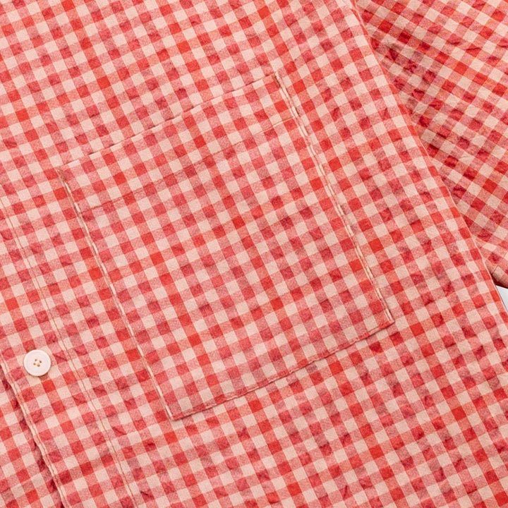 Folk Gabe Textured Check Shirt Red Oxide - Merchant Menswear